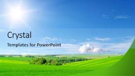  Presentation with frames blue green - Slide deck consisting of green field and blue sky background and a light blue colored foreground