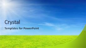  Presentation with blue green - Presentation theme enhanced with green field and blue sky background and a light blue colored foreground