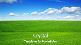  Presentation with blue plain - Audience pleasing presentation consisting of green field and blue sky backdrop and a tawny brown colored foreground