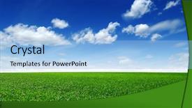  Presentation with plain blue - Cool new slide deck with green field and blue sky backdrop and a light blue colored foreground