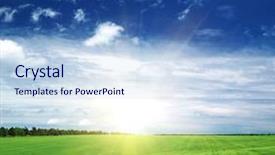  Presentation with green blur floral - Amazing slide set having green field and blue sky backdrop and a sky blue colored foreground