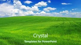  Presentation with blue green - Cool new presentation theme with green field and blue sky backdrop and a  colored foreground