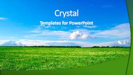  Presentation with blue green - PPT theme enhanced with green field and blue sky background and a gray colored foreground