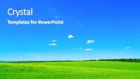  Presentation with subtle blue green - Audience pleasing slide set consisting of green field and blue sky backdrop and a gray colored foreground