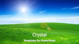  Presentation with blue and yellow green - Audience pleasing PPT layouts consisting of green field and blue sky backdrop and a shamrock green colored foreground