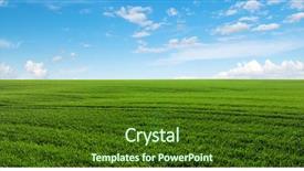  Presentation with blue green future tech business - Slide set consisting of green field and blue sky background and a tawny brown colored foreground