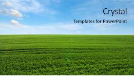  Presentation with blue green future tech business - Colorful PPT layouts enhanced with green field and blue sky backdrop and a light blue colored foreground