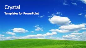  Presentation with subtle blue green - Colorful PPT layouts enhanced with green field and blue sky backdrop and a royal blue colored foreground