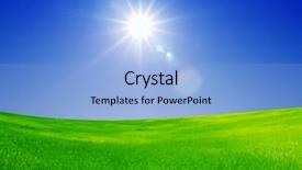  Presentation with sun - Slides consisting of green field and bright sun background and a  colored foreground