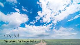  Presentation with country - Slide set enhanced with green-field-and-country-road background and a light blue colored foreground