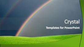  Presentation with sky rainbow - Slides enhanced with green field and double rainbow background and a gray colored foreground