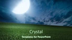  Presentation with night sky moon - Presentation design featuring green-field-and-night-sky background and a tawny brown colored foreground