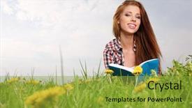  Presentation with beautiful green - Beautiful slide set featuring green field and reads book backdrop and a  colored foreground