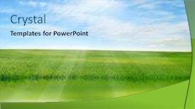  Presentation with water sun - Audience pleasing presentation theme consisting of green-field-and-sun-sky backdrop and a light blue colored foreground