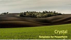  Presentation with dark green - Beautiful theme featuring green field and sunshine plow backdrop and a tawny brown colored foreground