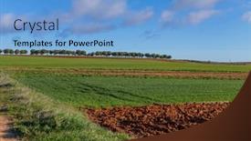  Presentation with spain - Slide set with green-field-and-the-sky background and a light blue colored foreground