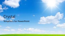  Presentation with sky sun - Amazing PPT layouts having green field blue sky backdrop and a light blue colored foreground