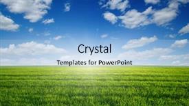  Presentation with blue plain - Beautiful slide deck featuring green field blue sky backdrop and a light blue colored foreground