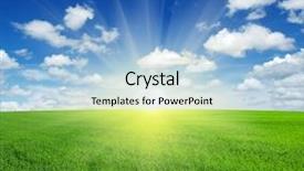  Presentation with sky sun - Presentation having green field blue sky background and a  colored foreground