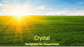  Presentation with sky sun - Audience pleasing slides consisting of green field blue sky backdrop and a tawny brown colored foreground