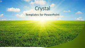  Presentation with sky sun - Presentation theme having green field blue sky background and a light blue colored foreground