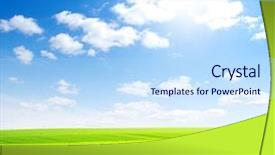 Presentation with sky sun - Cool new PPT theme with green field blue sky backdrop and a sky blue colored foreground