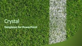  Presentation with green soccer field sport - Cool new PPT theme with green field for sport games backdrop and a tawny brown colored foreground