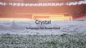  Presentation with football field - Amazing PPT theme having green field in football stadium backdrop and a light gray colored foreground