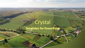  Presentation with drone - Cool new slide deck with green-field-is-at-sunset backdrop and a tawny brown colored foreground