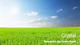  Presentation with subtle blue green - PPT layouts consisting of green field under blue cloudy background and a shamrock green colored foreground