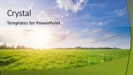  Presentation with subtle blue green - Slides having green field under blue cloudy background and a light blue colored foreground