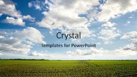  Presentation with modern agriculture icons and field - Presentation consisting of green field with beautiful sky background and a light blue colored foreground