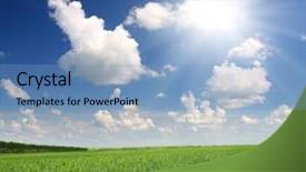  Presentation with blue green - Audience pleasing slides consisting of green field with wheat under blue sky backdrop and a teal colored foreground