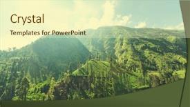  Presentation with indonesia - PPT theme having green-fields-in-indonesia background and a cream colored foreground