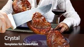  Presentation with beef meat soup stew - PPT theme featuring green fire - brazilian steakhouse specializing in meat background and a tawny brown colored foreground