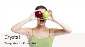  Presentation with health woman running female runner - Presentation design featuring green fitness - healthy woman holding a fresh background and a  colored foreground