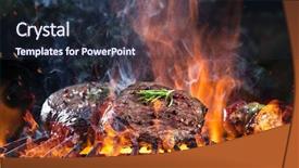  Presentation with steak - Audience pleasing slide set consisting of green flame - delicious grilled beef steak backdrop and a wine colored foreground