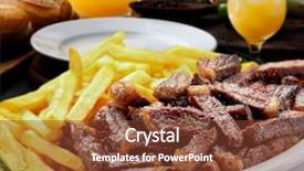  Presentation with french revoulution - PPT theme with green flame - picanha and french fries background and a tawny brown colored foreground