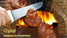  Presentation with beef - Audience pleasing PPT layouts consisting of green flame - roasted picanha traditional brazilian beef backdrop and a tawny brown colored foreground