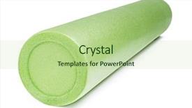  Presentation with physical self - Amazing PPT layouts having green foam roller isolated backdrop and a mint green colored foreground