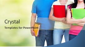  Presentation with books - PPT theme having green folder - students with books background and a  colored foreground