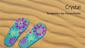  Presentation with sand - Audience pleasing presentation theme consisting of green foot print - colorful girls flip-flops backdrop and a  colored foreground