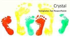  Presentation with footprint - Beautiful theme featuring green foot print - footprint close up isolated backdrop and a  colored foreground