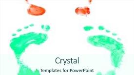  Presentation with footprint - Presentation theme consisting of green foot print - footprint close up isolated background and a cool aqua colored foreground