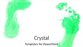  Presentation with footprint - Beautiful PPT theme featuring green foot print - footprint close up isolated backdrop and a  colored foreground