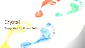  Presentation with footprint - Cool new slide deck with green foot print - footprint close up isolated backdrop and a  colored foreground