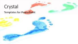  Presentation with footprint - Presentation design featuring green foot print - footprint close up isolated background and a  colored foreground