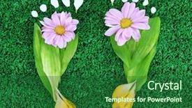  Presentation with footprints - PPT theme enhanced with green foot print - footprints of leaves and flowers background and a forest green colored foreground
