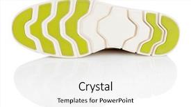  Presentation with shoe manufacturing - PPT theme with green foot print - shoe sole isolated on white background and a  colored foreground