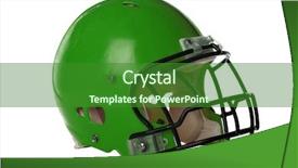  Presentation with american football and helmet on field - Cool new presentation theme with green football helmet isolated backdrop and a forest green colored foreground